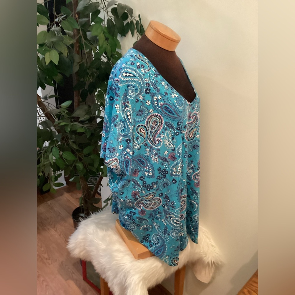 Woman Within Plus Size 6X/42-44 Multicolor Floral paisley V-Neck Tunic Top